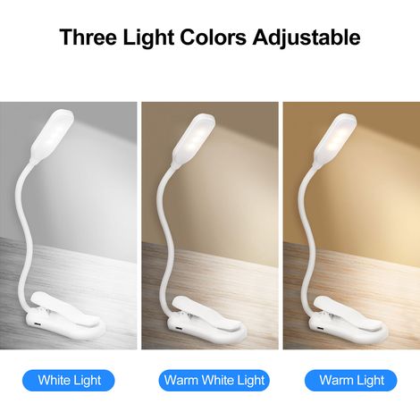 Tragbare, aufsteckbare Leselampe, 360° flexibel, USB-aufladbar, mit Augenschutz und LED-Beleuchtung zum Lesen im Bett oder bei der Arbeit.