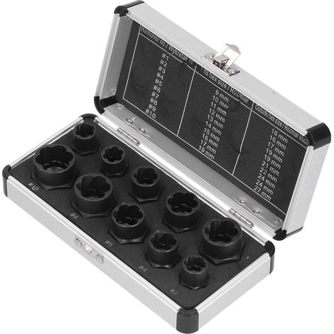 Kit de 10 extracteurs de vis en acier allié au chrome-vanadium pour retirer les vis endommagées (1/5)