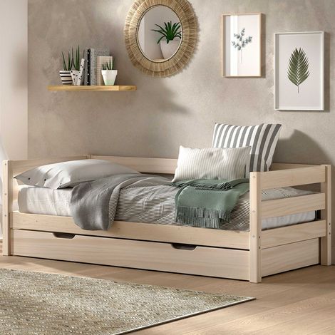 Lit banquette Maggie - avec tiroir de lit - 90 x 200cm - bois pin (1/5)