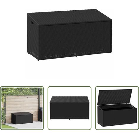 Gartenkissen aufbewahren - Garten-Aufbewahrungsbox Schwarz 110 x 50 x 58 cm Poly Rattan (1/5)