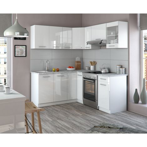 Cucina angolare completa Rick, Bianco, 167 x 60 cm , PL Marmo, Vicco