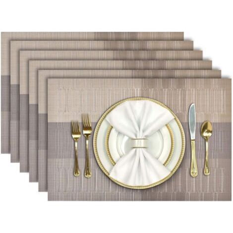 Sets de table, lot de 6 sets de table lavables et antidérapants en PVC, résistants à la chaleur et à l'usure, faciles à nettoyer, 45 cm x 30 cm (1/4)