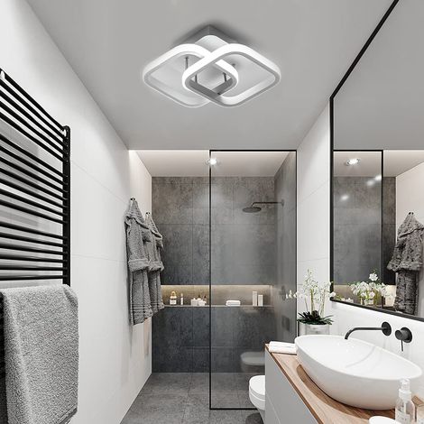 Ortviai Plafonnier LED Nordique Minimaliste 3 Couleurs pour Couloir, Chambre, Séjour et Entrée – Carré Blanc 24x19 cm (1/3)