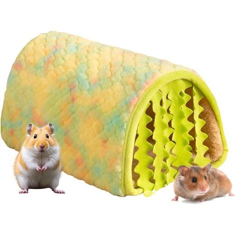 Casita amarilla para hámster (163×120×135 mm): Bonito y espacioso escondite de plástico con puerta corredera para hámsteres y pequeños roedores. (1/2)