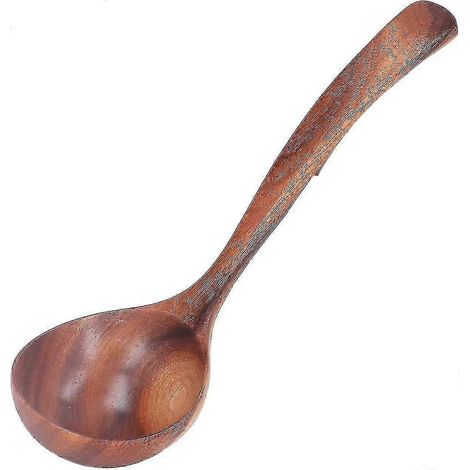 Louche à soupe en bois à long manche, cuillère de cuisine et de service, ustensile en bois massif, 35,5 cm (1/5)