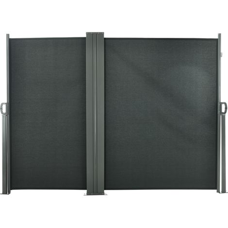 Paravent de jardin réglable et résistant aux UV avec poignée. En métal et polyester 180 g/m². 600 x 180 cm. Gris.