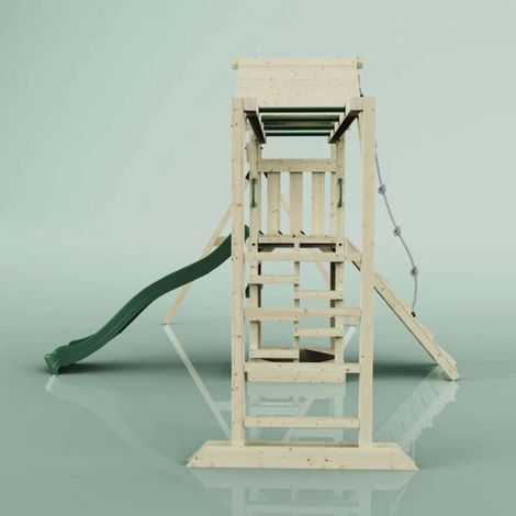 PolarPlay Spielturm Örebro aus Holz in GrünKinderschaukel