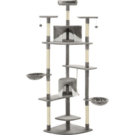 Tiragraffi albero per gatti cuccia per gatti giocattolo peluche sisal 203 cm grigio e bianco 3702202