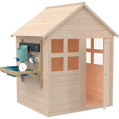 Maisonnette cabane enfant avec plancher et cuisine BOUTON D'OR COTTAGE en bois FSC®