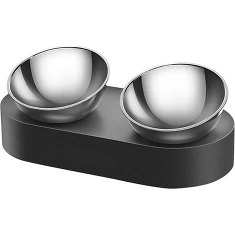 14cm raised stainless steel bowl – 15-degree incline – Non-slip and deep for cats and small dogs (1/5)