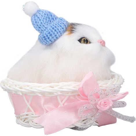 Adorable Chat Simulant Peluche Chat en Fourrure de Lapin Douce avec Son pour Enfants Jouet Décoration Auto (1/5)