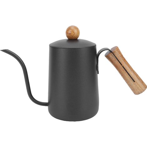 Bouilloire à Café Inox 304 Bec Fin 650ml Poignée Bois Design Vintage pour Infusion Manuelle Précise et Élégante en Cuisine (1/5)
