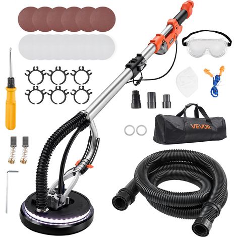 VEVOR Levigatrice Cartongesso per Pareti, Levigatrice per Cartongesso Elettrica da 1010 W, Strumento per Levigatura di Soffitti Pareti 7 Velocita Regolabili 1000-2200 giri/min, Asta Estensibile (1/5)