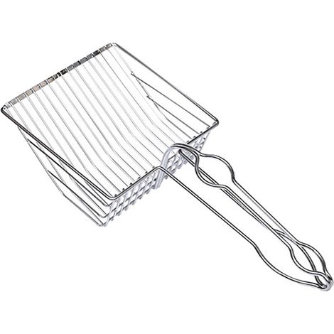 Pala para arena de gato de acero inoxidable – malla fina, diseño ergonómico y fácil de limpiar – color plata