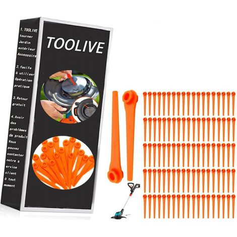 Lot de 100 Lames de Rechange en Plastique pour Coupe-Bordures Gardena 9823 9825 9820 9821 Lames débroussailleuse 70mm (1/5)