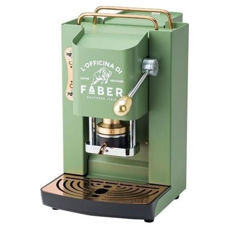 Faber Pro Deluxe - Kaffeemaschine mit Padpresse aus Messing - Matt säuregrüner Stahlrahmen
