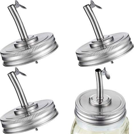 Ensemble de 4 pièces comprenant un bouchon de buse de réservoir, un bouchon de buse de vidange d'huile, un bouchon de distributeur et un couvercle de buse, compatible avec les bidons Mason.