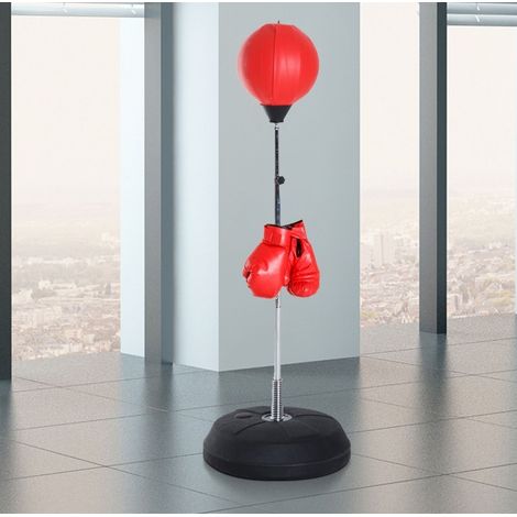Saco de boxeo de pie 43x43x144 cm de polipiel rojo regulable para casa – MEUBLIV (1/5)