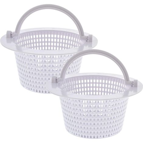 Runder Skimmerkorb für Aufstellpools, mit Griff zum einfachen Entnehmen, 2er-Pack – Durchmesser 16 cm – Weiß (1/4)