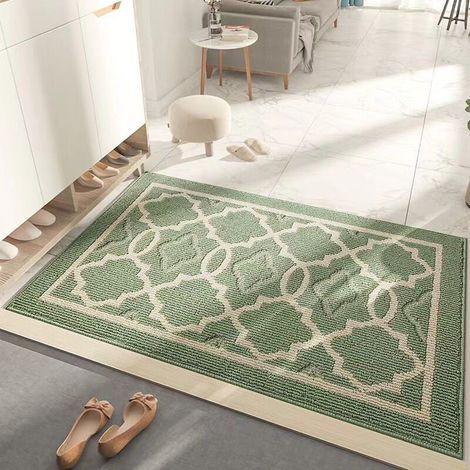 Paillasson Antidérapant,Tapis de Porte Intérieur et Extérieur Absorbant et Résistant,Tapis d'entrée Lavable en Machine,Anti-Poussière - 50 x 80 cm,Vert (1/4)