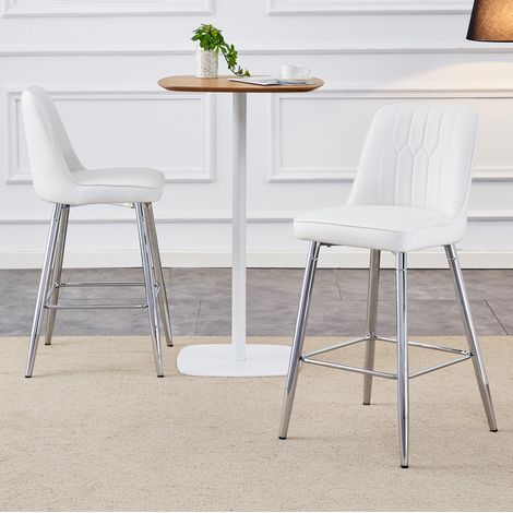 Set 2 sillas de bar con respaldo PU metal 100 cm OKMYHOME (1/5)