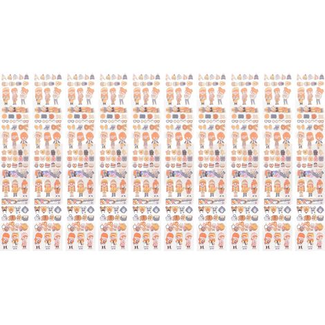Lot de 10 feuilles adhésives PET à motifs mignons, bandes décoratives pour calendrier Type 16