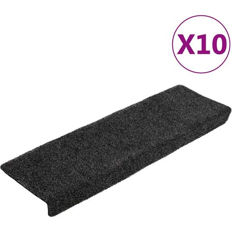 Maison Exclusive - Tappetini per scale autoadesivi 10 pz 65x21x4 cm Grigio Scuro bordo rettangolare