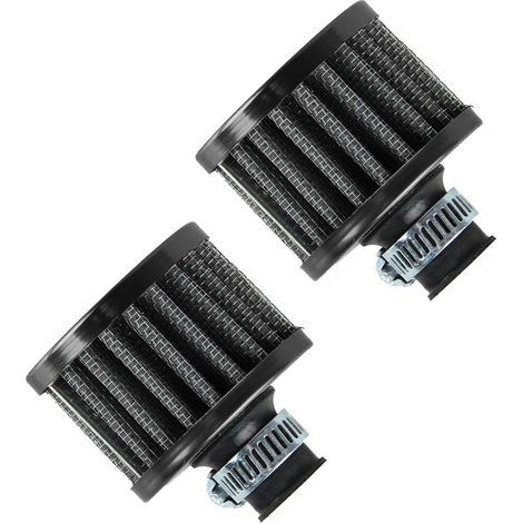 2 Pièces Filtre à Air 12mm Filtre d'admission d'air de Voiture Filtre de Reniflard de Turbo Filtre d'admission d'air Froid pour Moto Filtre d'entrée Air Filtre Carter Huile Noir (1/5)