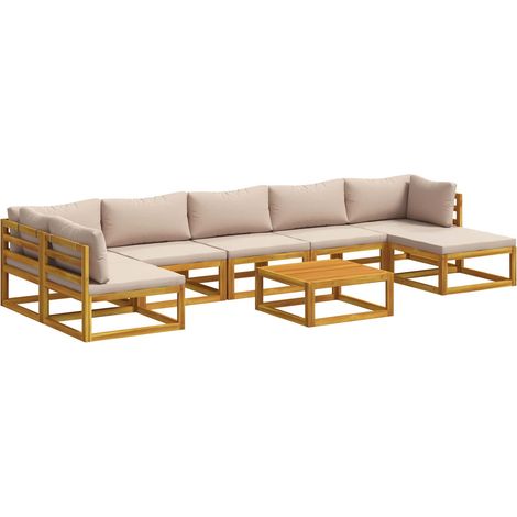 Ensemble de Canapés 8 pc Naturel Bois d'Acacia Massif vidaXL