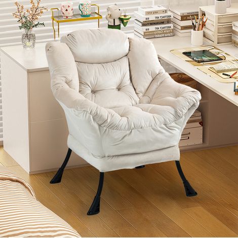 Sillón relax 70x20x77 cm caqui de metal con soporte cervical y bolsillo lateral (1/4)