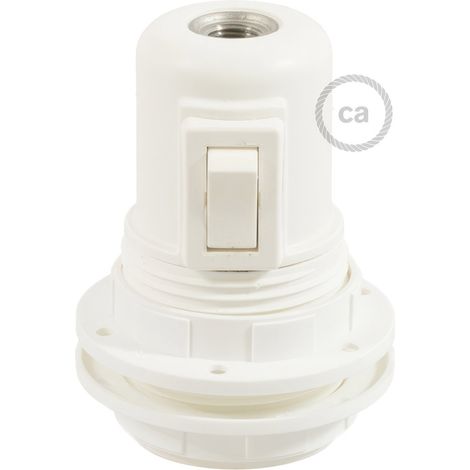 creative cables - Kit portalampada E27 in termoplastica con Doppia ghiera per Paralume e Interruttore - Bianco