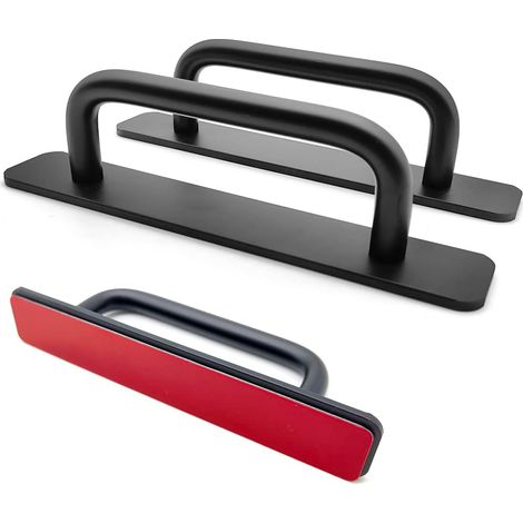 2 Pieces Self Adhesive Furniture Handle 147mm Aluminum Adhesive Door Handles Door Knobs for Kitchen Drawer Windows Cupboard, Black Black (1/5)