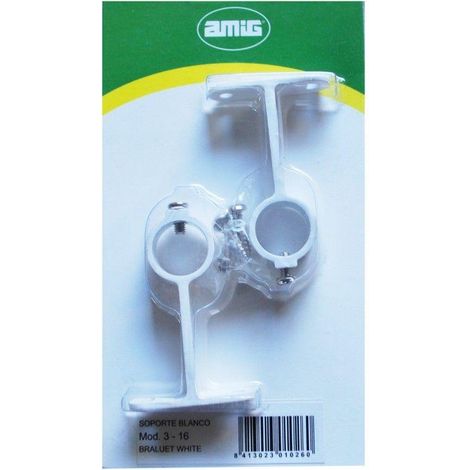 FPLUS amig soporte 3-16 blanco blist. 2 uds , Soporte central de aluminio para tubos                                          de armario mod.2

Caracaterísticas:
Medida:	Ø16 x 60 m
