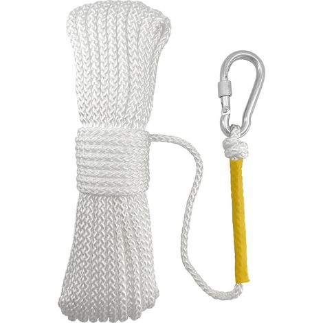 Nylon rope + spring hook orange/white/blue climbing safety rope outdoor high-altitude rope set - white - g (1/4)