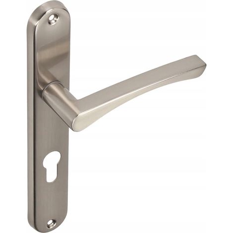 Manilla interior de puerta, placa larga para inserción, níquel cepillado
