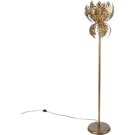 QAZQA Lampada da terra botanica - Retrò - Acciaio - Oro/Ottone - Oblungo Max. 1 x Watt