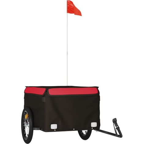 Remorque de vélo noir et rouge 45 kg fer (1/5)