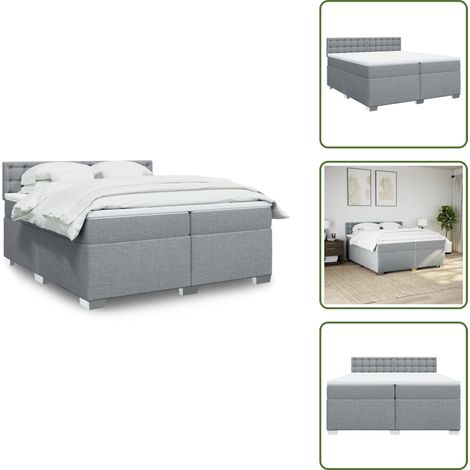 Boxspringbett mit Matratze Hellgrau 200x200 cm Stoff - Boxspringbett - Doppelbett - Bettsystem - Schlafsofa - Polsterbett (1/5)