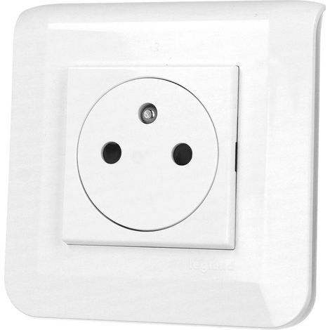 Legrand – Prise encastrée 2P+T 16A – Installation rapide avec supports Batibox – Pour environnements résidentiels et tertiaires – Mosaic blanc