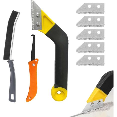 Outil de nettoyage pour joints de carrelage - Avec 5 lames de rechange - 1 brosse pour mur, salle de bain et carrelage (1/5)