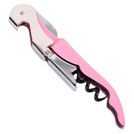 Pink double-hinged corkscrew, sommelier's bottle opener (1/4)
