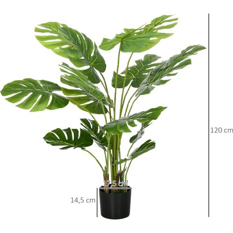 Plante artificielle Monstera de 120 cm avec jardinière et mousse en PE,trompeusement réaliste pour le salon et la décoration en vert