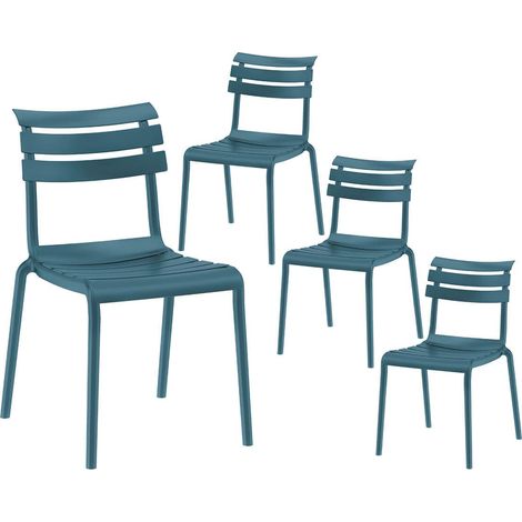 TANGUY - Lot de 4 Chaises en Plastique Recyclé et Polypropylène Turquoise
