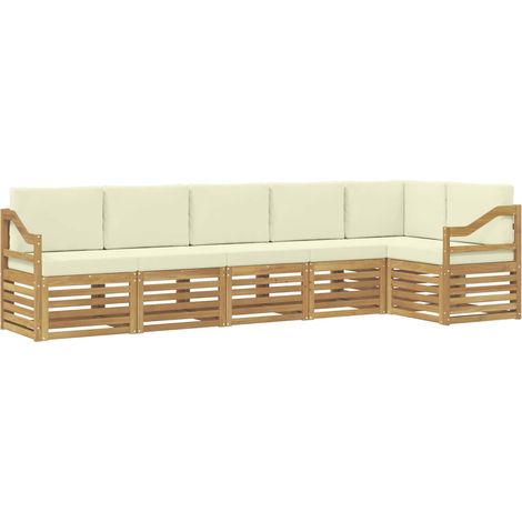 Ensemble de canapé d'angle avec coussin 6 pcs Blanc et crème vidaXL (1/5)