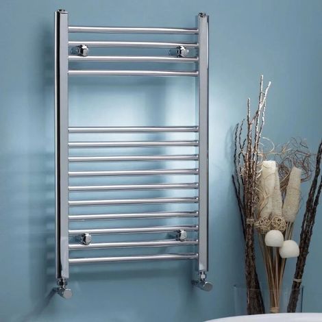 Ladder Heated Towel Rail 500 x 800mm Bathroom Radiator Chrome Finish, No Valves (1/3)