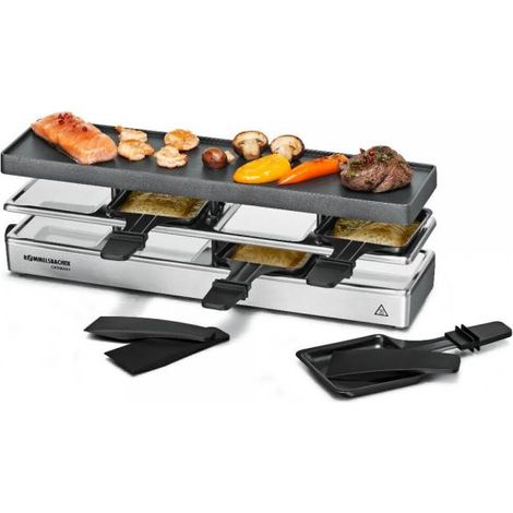 Rommelsbacher RC 800 Raclette da 795W, Quadrato, Argento, Perfetto per 4 Persone (1/4)