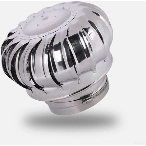 Hotte cheminée rotative en acier inoxydable non alimentée par boule à vent et dispositif d'évacuation des fumées - Ventilateur anti-pluie (Ø 160 mm) (1/4)