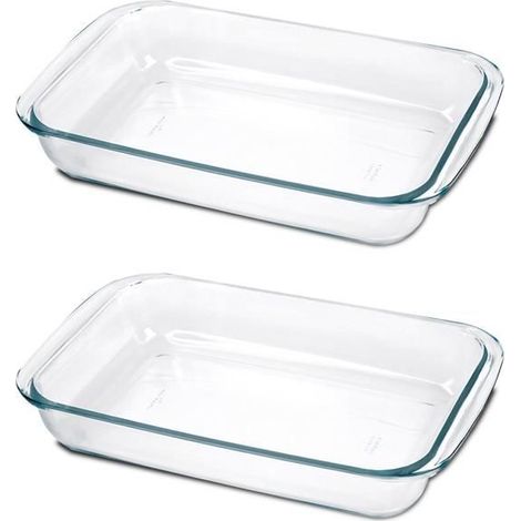 Lot de 2 plat à four, plat à gratin,moule de cuisson, capacité 2.2 L - Longueur 34.6 x Profondeur 20.9 x Hauteur 5.2 cm (1/3)