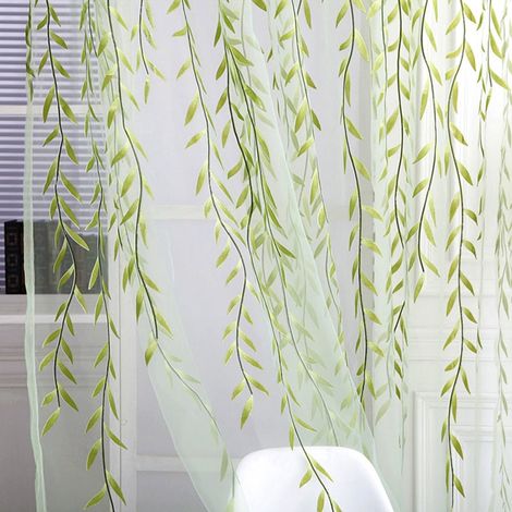 Rideau Voile Imprimé Feuilles - 100 % Polyester - Poche Pour Tringle ≤ 4 cm - Hauteur 2 m ou 2,7 m - 1 Pièce (1/4)