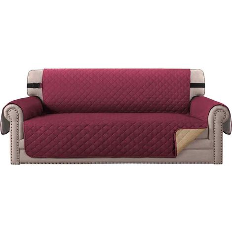 Housse Canapé 3 Places - Imperméable - Antidérapante - Pour Canapé Avec Accoudoirs - Bourgogne - 1 Pièce (1/5)